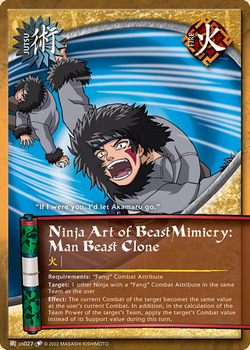 Ninja Art of Beast Mimicry: Man Beast Clone Jus027 — Naruto CCG card jUS027