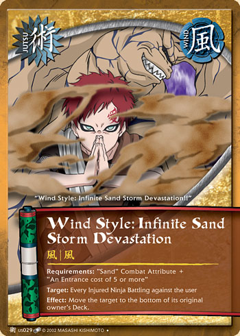 Wind Style: Infinite Sand Storm Devastation Jus029 — Naruto CCG card jUS029