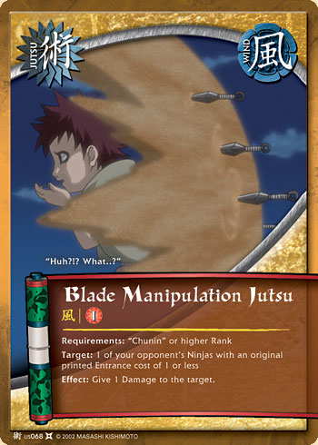 Blade Manipulation Jutsu Jus068 — Naruto CCG card jUS068