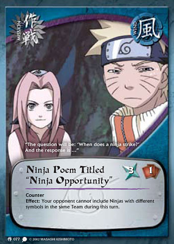 Ninja Poem Titled Ninja Opportunity — Naruto CCG card m077