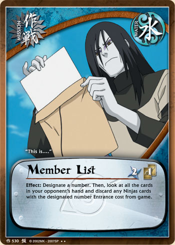 Member List — Naruto CCG card m530