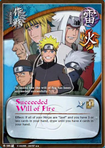 Succeeded Will of Fire — Naruto CCG card m585