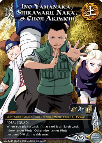 Ino Yamanaka, Shikamaru Nara, & Choji Akimichi — Naruto CCG card n1486
