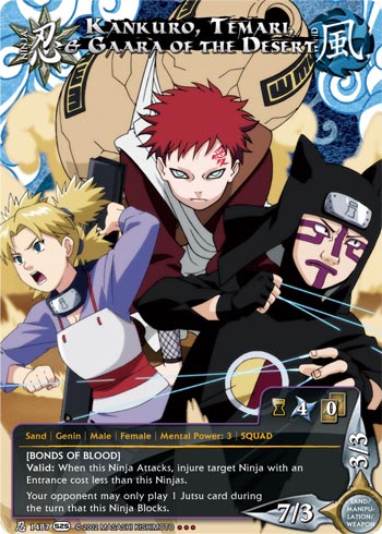 Kankuro, Temari, & Gaara of the Desert — Naruto CCG card n1487
