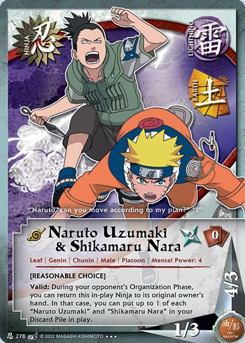 Naruto Uzumaki & Shikamaru Nara — Naruto CCG card n278