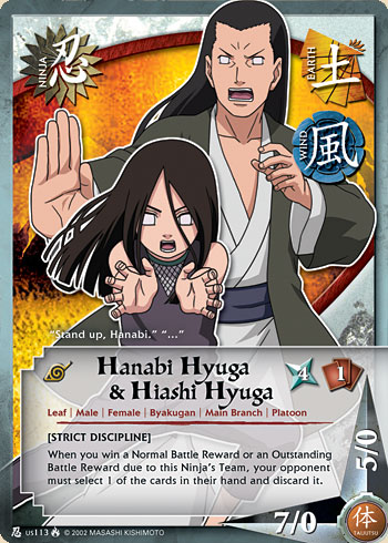 Hanabi Hyuga & Hiashi Hyuga Nus113 — Naruto CCG card nUS113