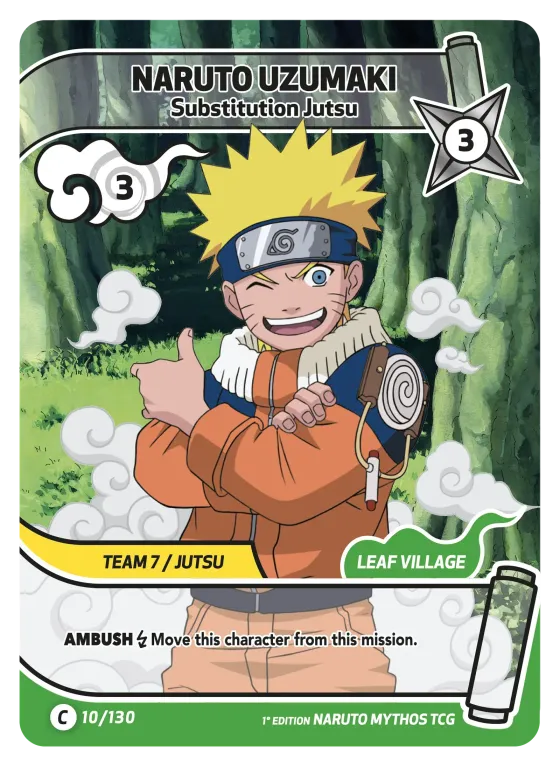 Naruto Uzumaki — Substitution Jutsu — Naruto Mythos card KS-010