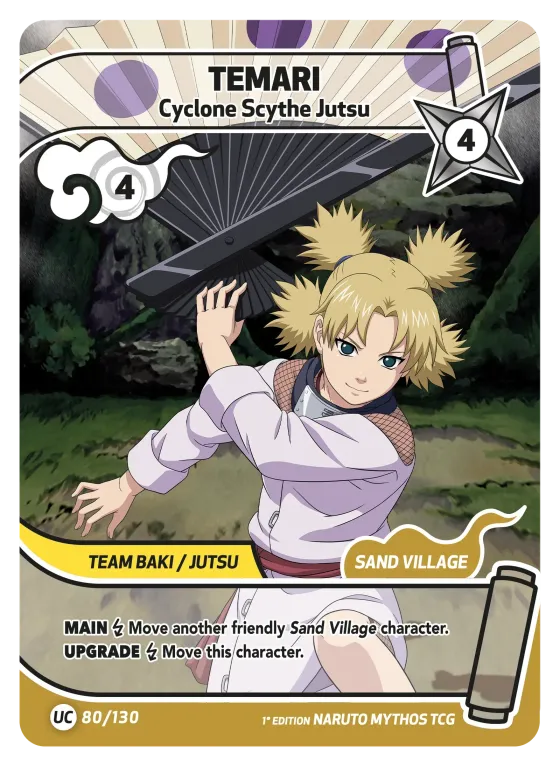 Temari — Cyclone Scythe Jutsu — Naruto Mythos card KS-080