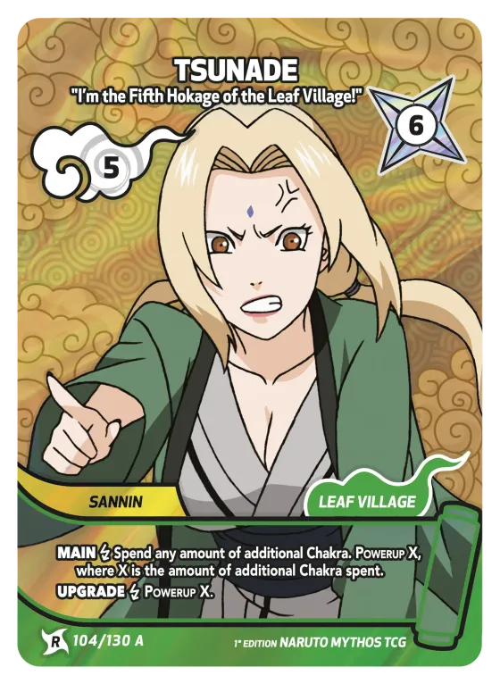 Tsunade — "I'm the Fifth Hokage of the Leaf Village!" — Naruto Mythos card KS-104-A