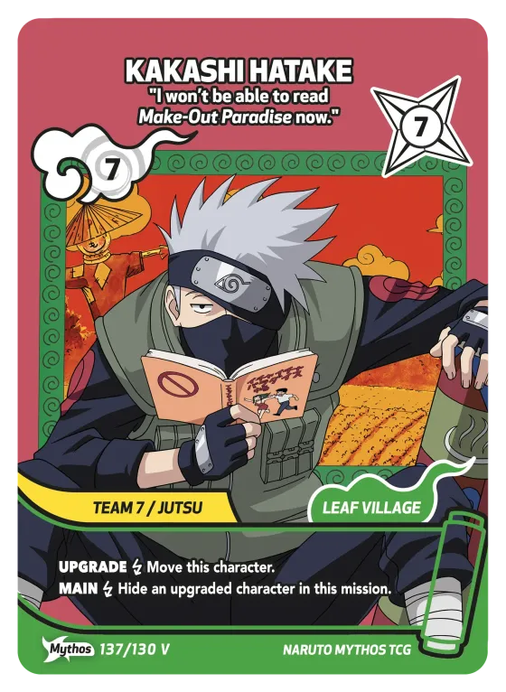 Kakashi Hatake — "I won't be able to read Make-Out Paradise now." — Naruto Mythos card KS-137-V
