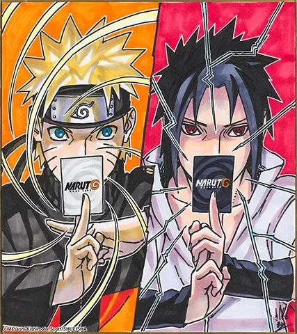 Message and illustration drawn by Masashi Kishimoto for the NARUTO CARD GAME announcement, shown on Bandai's official site